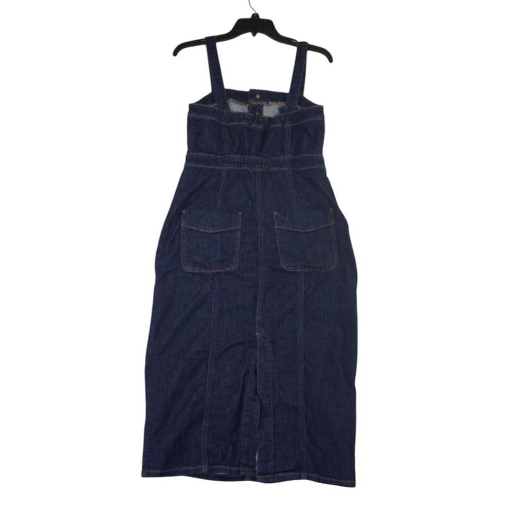 American Eagle Outfitters Midi Dress Women M Blue Denim Cotton Stretch Button Up - Picture 8 of 15